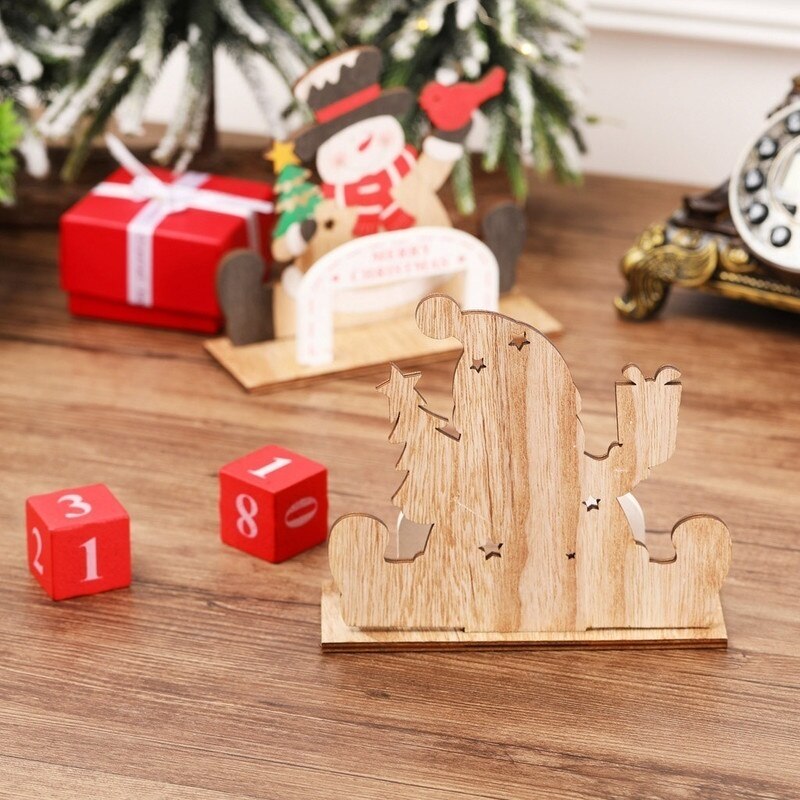 Tee-se-itse-joulupukin kalenteri joulukoristeet puinen kalenteri toimiston työpöydän koristelu vuoden kalenteri sisustus