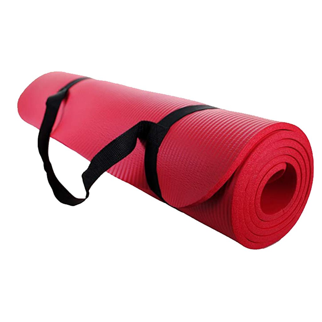 Extra Thick Yoga Mat - 173x61cm - 5mm NBR - Non-Slip Fitness Pilates Exercise Pad with Strap