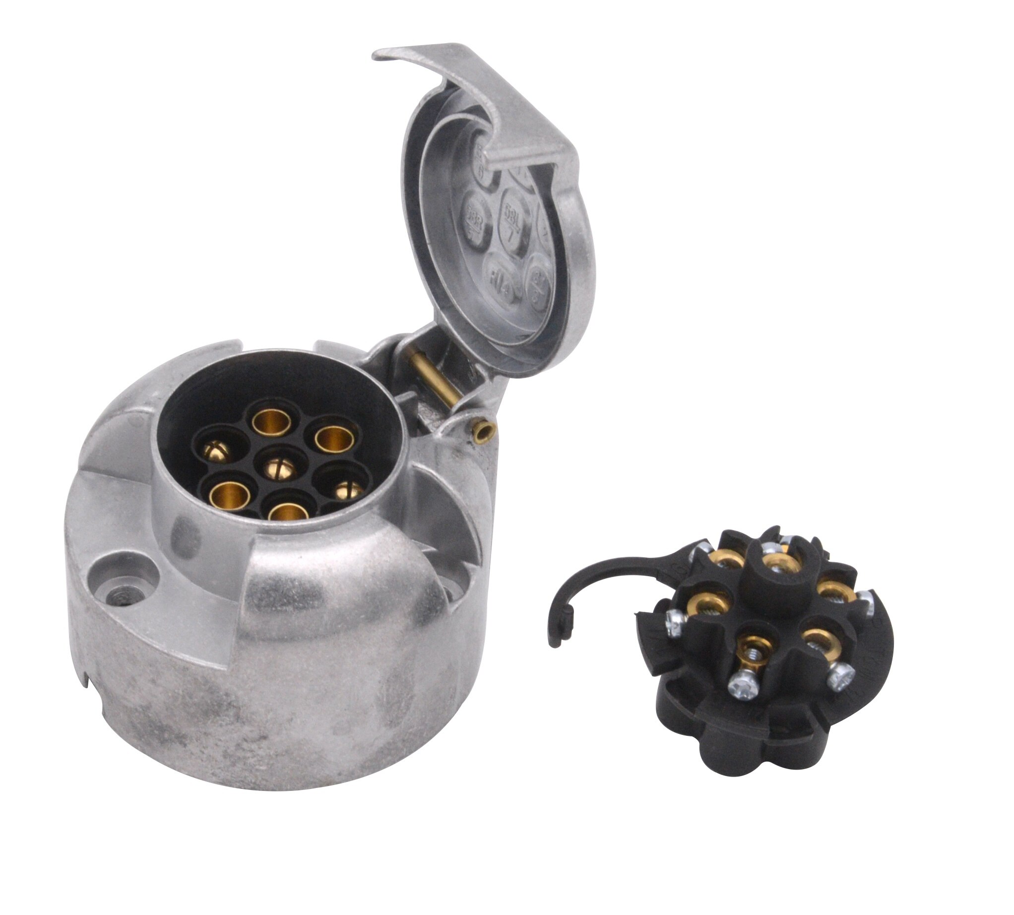1 sarja 7 nastainen perävaunun pistoke ja 12v 7 nastainen asuntovaunun pistokesarja metalli perävaunun liitin autopart eurooppalaiset standardit autotarvikkeet