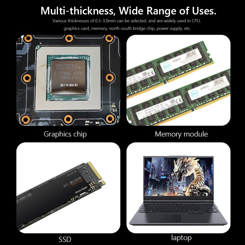 Tp400 heat dissipation silicone pads cpu/gpu graphics card thermal pads 14,8 w/mk solid thermal grease sheet for laptop/pc