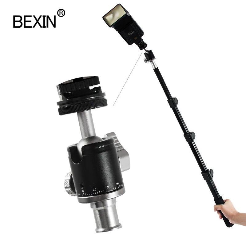 Bexin mini ball head monopod ball head tripod gimbal 360 panorama head with hot shoe base mount adapter for dslr camera flash