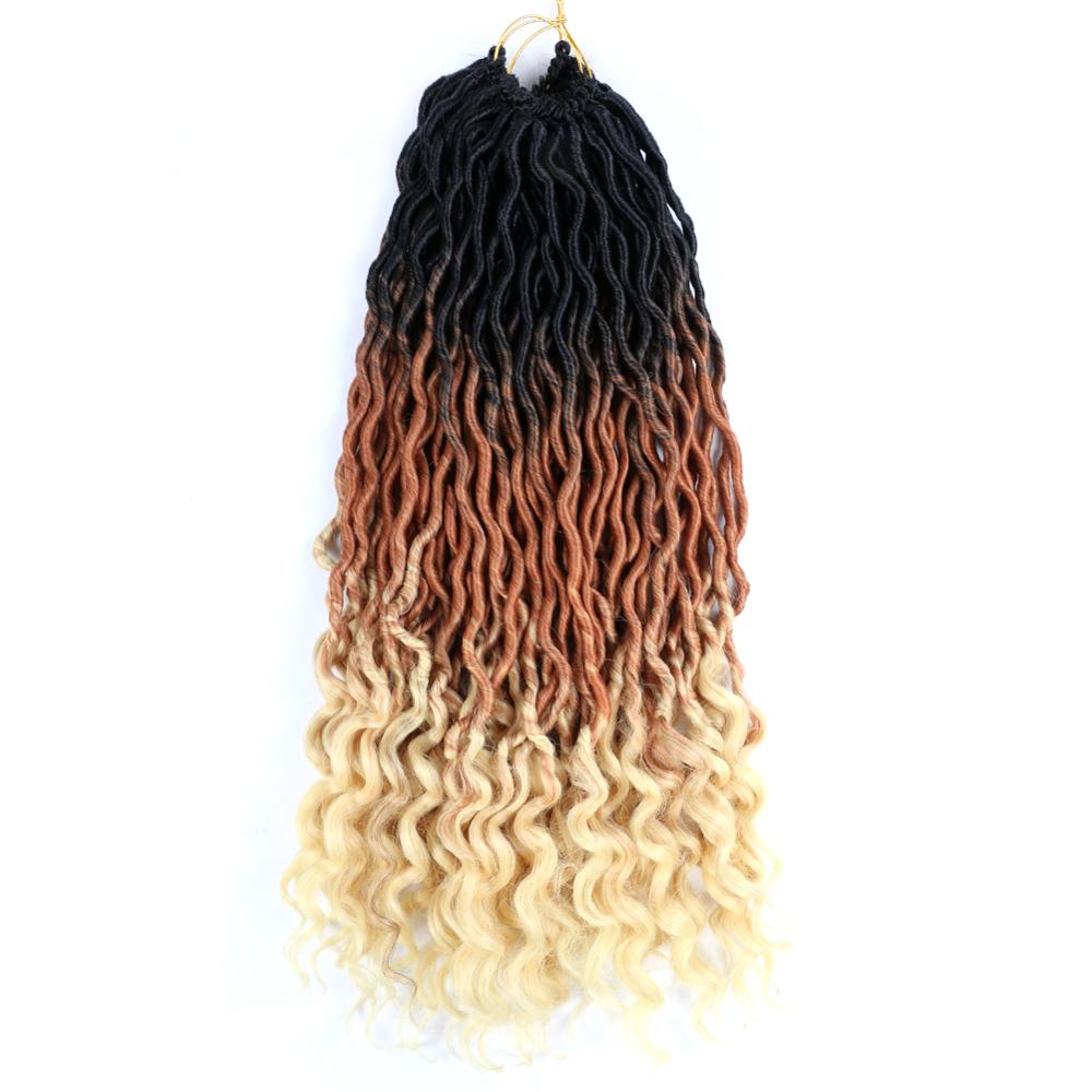Faux Locs Curly Synthetic Crochet Braids Hair Chorliss 22Inches Goddess Ombre Braiding Hair Natural Black Brown Soft Locs Hair: S3 / 3Pcs/Lot