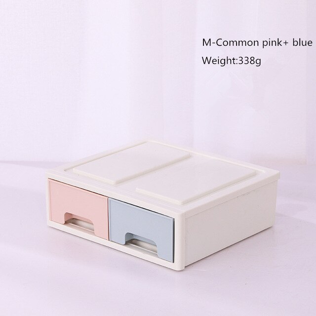 Japanese Plastic Drawer Desktop Storage Box Cabinets Debris Makeup Organizer Jewelry Case Office Stationery Drawer Boxes 1pc: M-Common pink blue