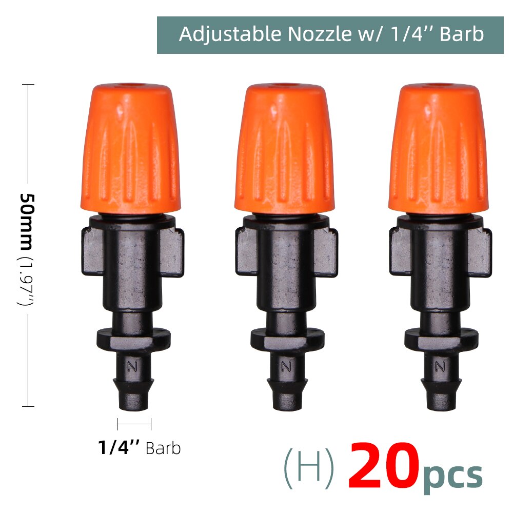 Aspersores atomizadores de pulverización para jardín, sistema de riego por goteo con conectores, boquilla de goteo de 1/4 &quot;y 3/8&quot;: H