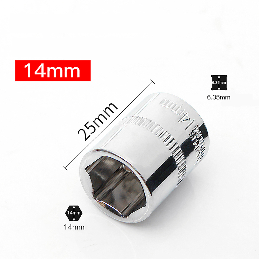 1 ud. De 4MM, 5MM, 6MM, 7MM, 8MM, 9MM, 10MM, 11MM, 12MM, 13MM, 14MM, 1/4 pulgadas, llave de tubo, manga de cabeza, herramientas de doble extremo: Plata