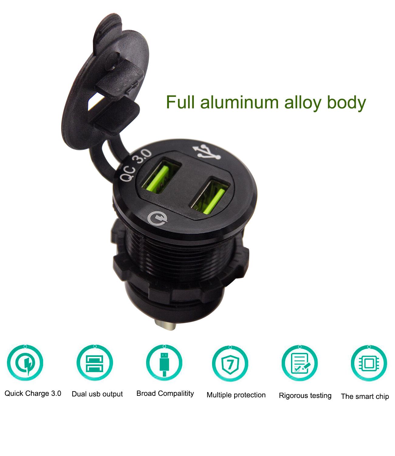 Schnelllade- 3.0 -usb-kfz-ladegerät mit blauer led-digitalanzeige 36w usb-schnellladefunktion für iphone, huawei und xiaomi