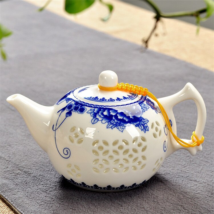 Tradycyjny chińnarty niebieski ryż biały wzór dzbanek robić herbaty 170ml starożytne chiny dzbanek ceramiczny Puer Kongfu zestaw herbaty samowar: Petal Nation kwiat