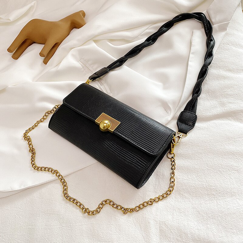 Delicado bolsa feminina pequena crossbody bolsa retro falso couro aleta ombro bolsa de viagem trabalho: Black