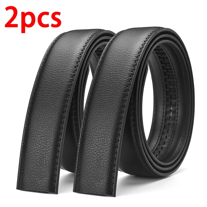 2Pcs Men's Belt Without Buckle 3.5cm/1.37inch Width Brand High End Belts Black Soft PU Leather Men Belts Body No Buckle Strap: GRAY / 125cm