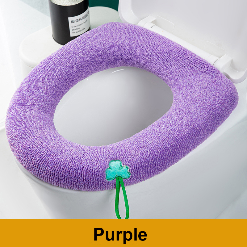 Universal Toilet Seat Thickened Mat Soft Warm Washable Bathroom Toilet Seat with Handle Closestool Mat Seat Case Toilet Lid: Purple