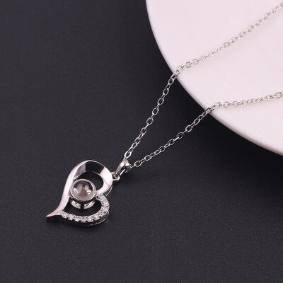 Della lega di Amore Del Pendente di 100 Lingue I amore voi Scuotendo Suoni con la Proiezione Clavicola Catena Della Collana Del Maglione: 04