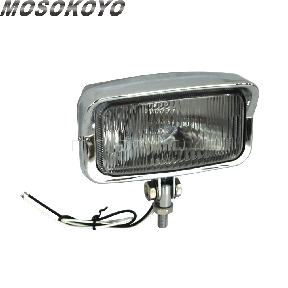 Chrome Universal Square Retro Motorcycle Headlamp Headlight Rectangle Front Head Light For Harley Chopper Bobber Custom Honda