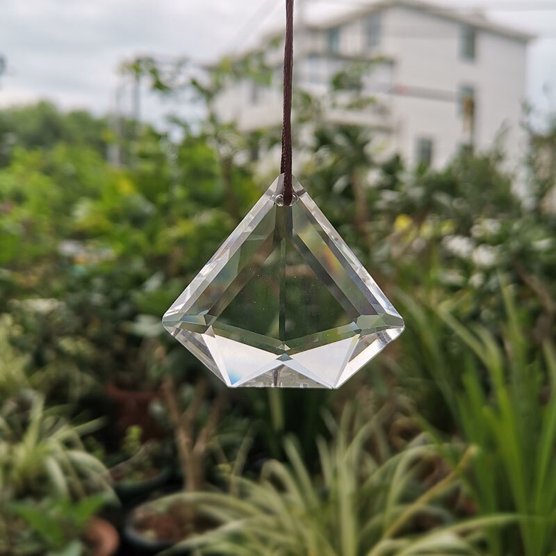 48mm krystal solfanger oblate diamant prisme glas lysekrone lampe perle del regnbue hængende vedhæng hjem bryllup haveindretning