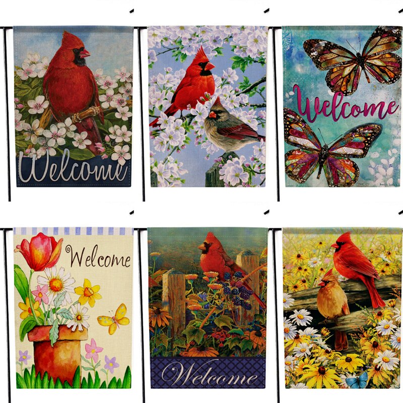 Butterfly Pattern Garden Flag 30x45cm Flower Print Garden Banner Indoor Outdoor Festival Home Decor Flags