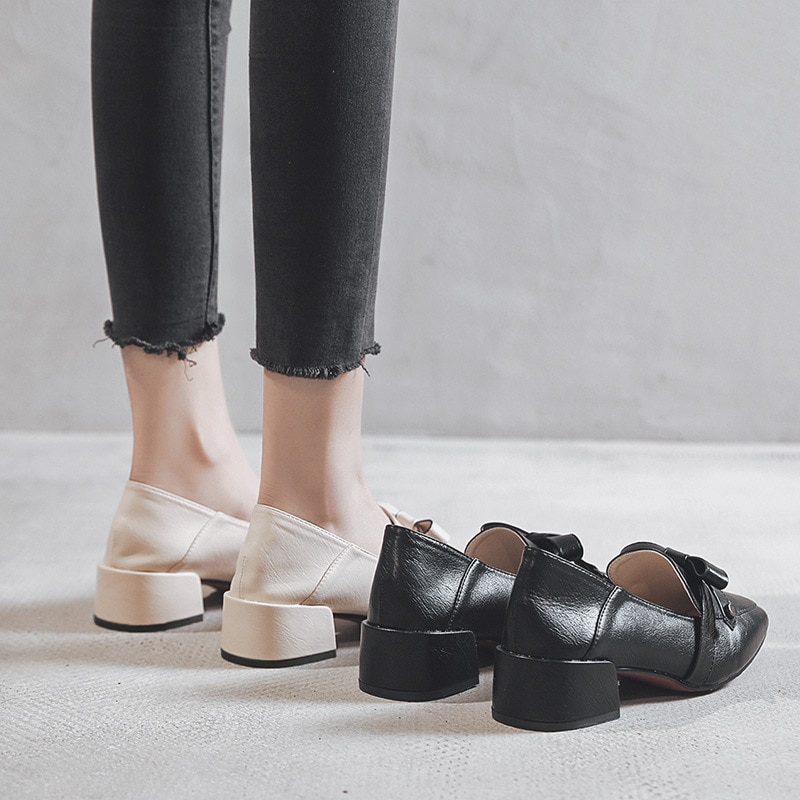 Klassieke feestschoenen dames metalen pumps strik hoge hak merk dikke hakken schoenen dames jurk pumps