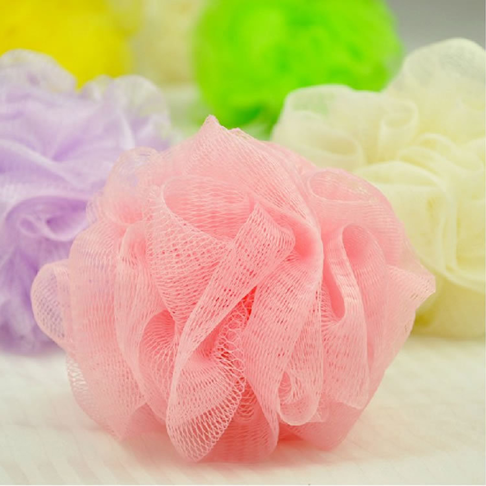 1 stk blød loofah bad blomst bad kugle netto kugle rengøring eksfolierende bad brusebad svamp mesh tilfældigt