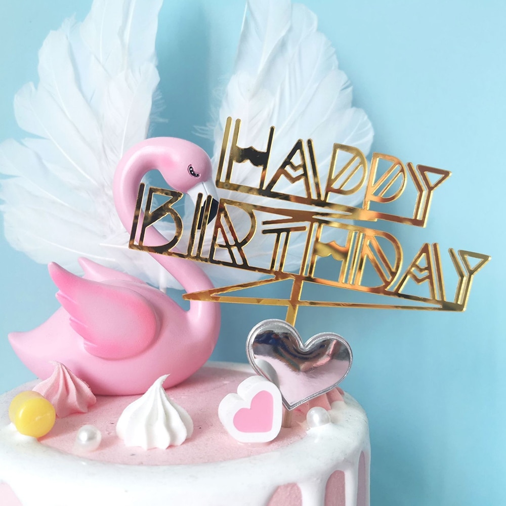 Fargede blomster gratulerer med dagen kake topper ... – Grandado, image size:1000x1000