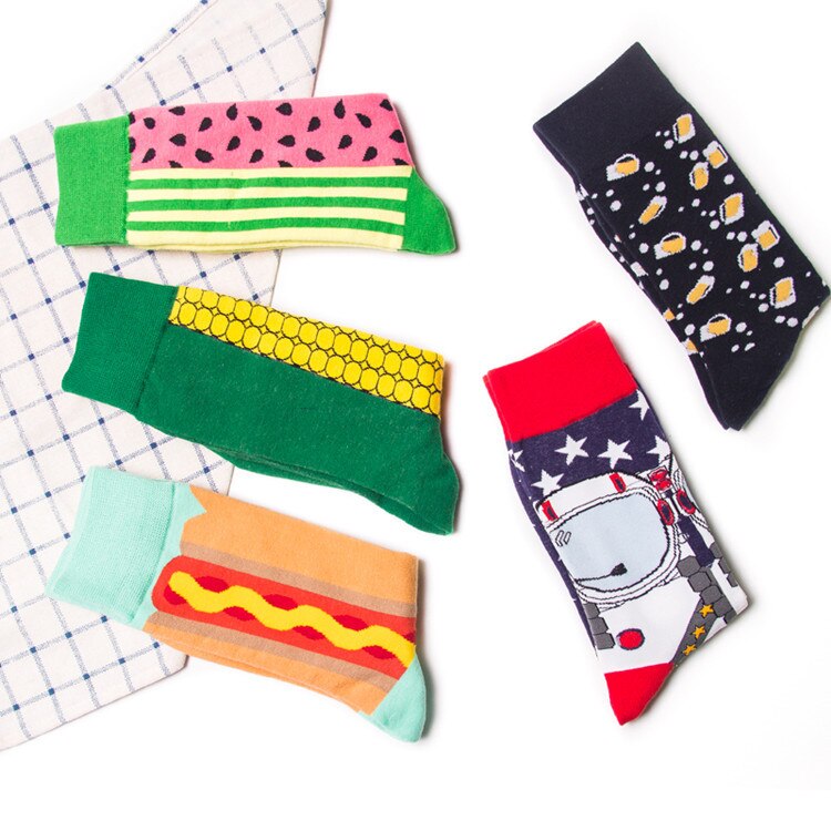 Calcetines cómodos con estampado de tiburón para hombre, medias divertidas de estilo casual, ideal para monopatín o boda, con diseños geométricos,