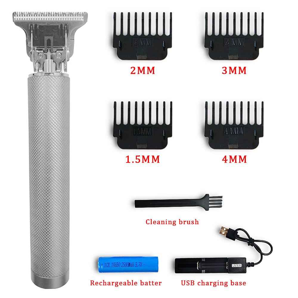 Rechargeable Hair Clipper Electric Hair Trimmer Cordless Shaver Trimmer 0mm Men Barber Hair Cutting Machine Men: SetE