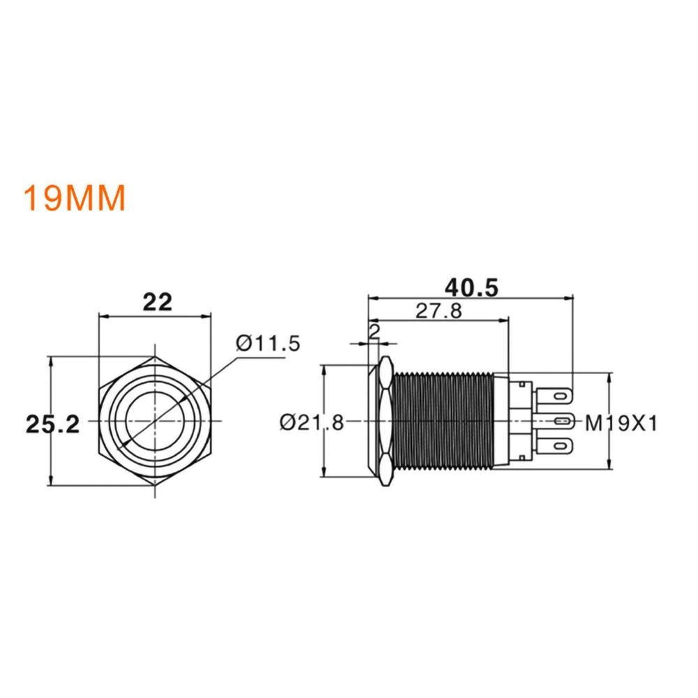 19Mm Metalen Drukknop Led Schakelaar Waterdichte Motor Schakelaar Rvs Auto Auto Motorfiets Motor Starter