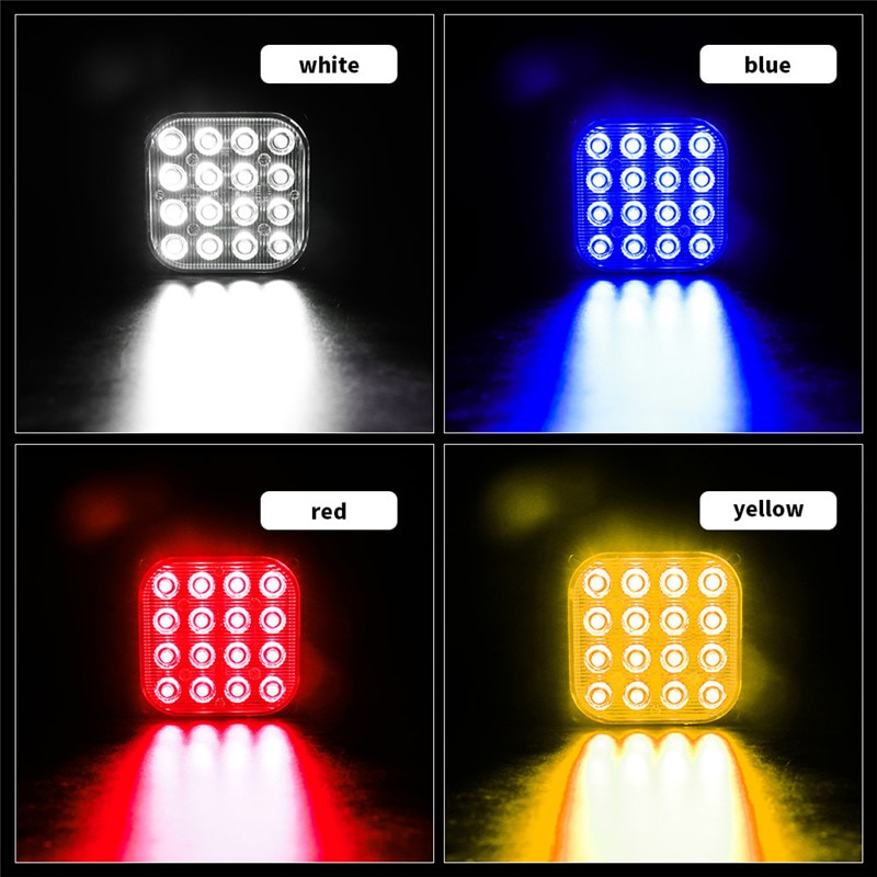 4 stuks vierkante flitsers van fso, 4 x 4, 16 led stroboscooplampen, aanhangers, led knipperlichten, vrachtwagen zijmarkeringsstroboscopen voor auto's
