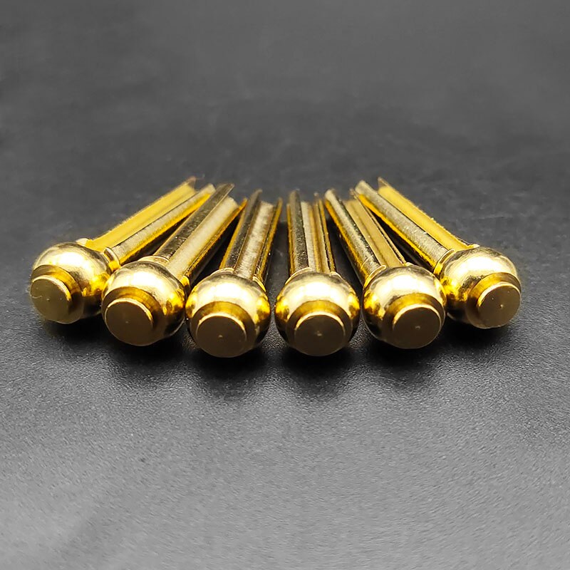 6Pcs Bone Guitar Bridge Pins Ebony Bone Rosewood Bridge Pin for Acoustic Guitar with Pearl Shell Brass Circle Guitar Accessories: Brass