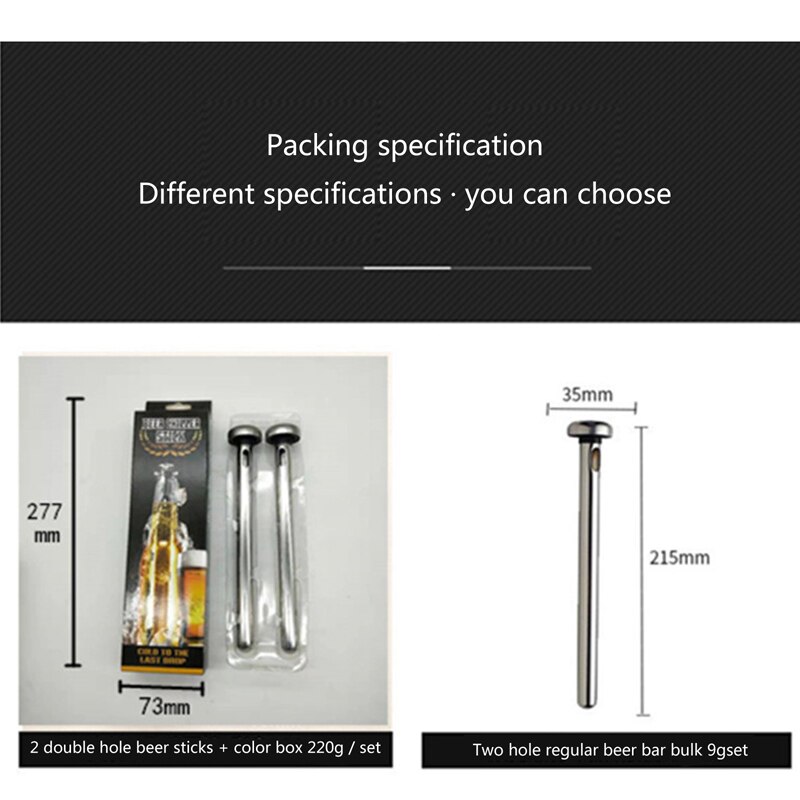 Confezione da 2 bastoncini per refrigeratore di birra, asta di raffreddamento per birra in acciaio inossidabile con apribottiglie per Bar, Pub, casa, ristorante