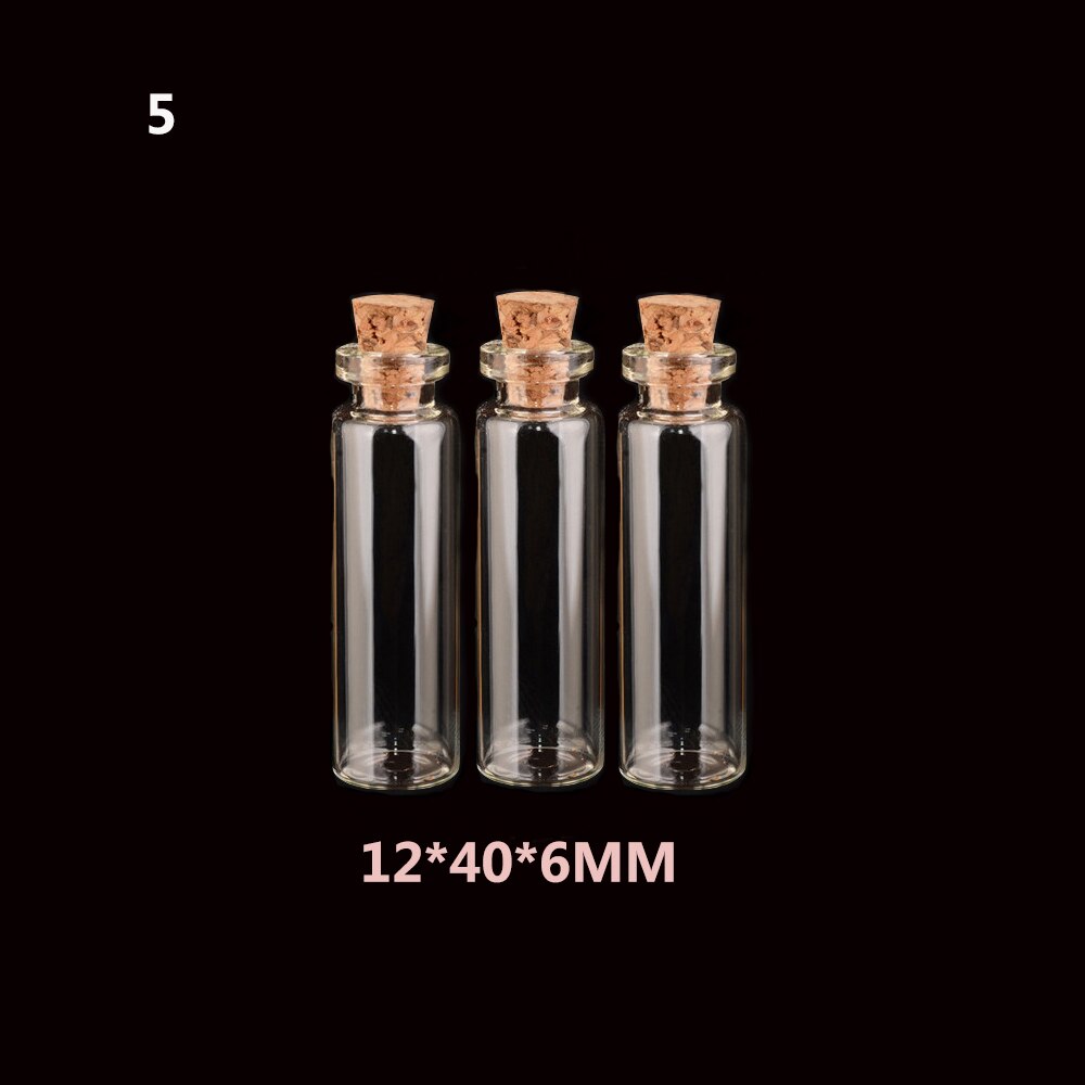 1/10 sztuk 2/3/10ml wyczyść fiolki szklane butelka wiadomości puste małe butelka życzeń z korek puste przezroczyste małe pojemniki: 12-40-6mm-3szt
