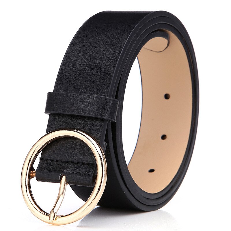 Women Punk Chain Belt Adjustable Black Double/Single Eyelet Grommet Leather Buckle Belt