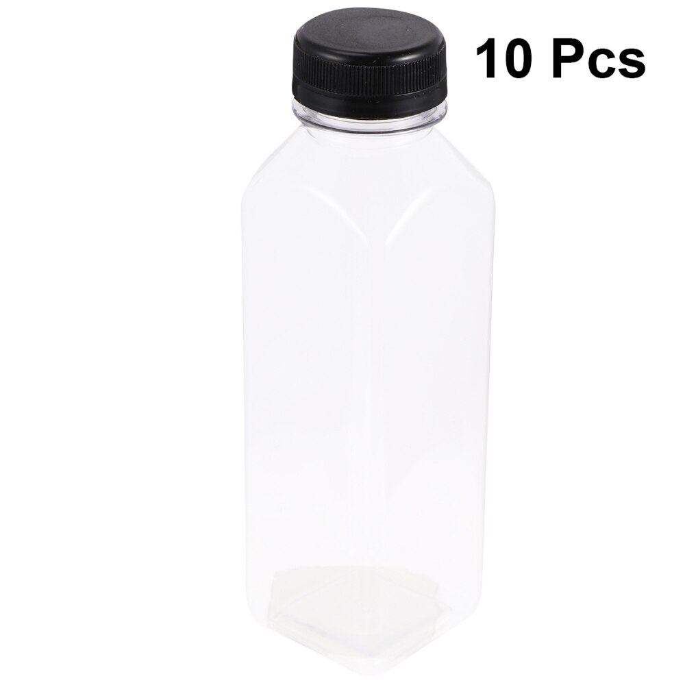10PCS 400ml Transparent Empty Storage Containers Disposable PET Bottles with Lids for Beverage Drink Bottle Juice Bottle Jar (Bl