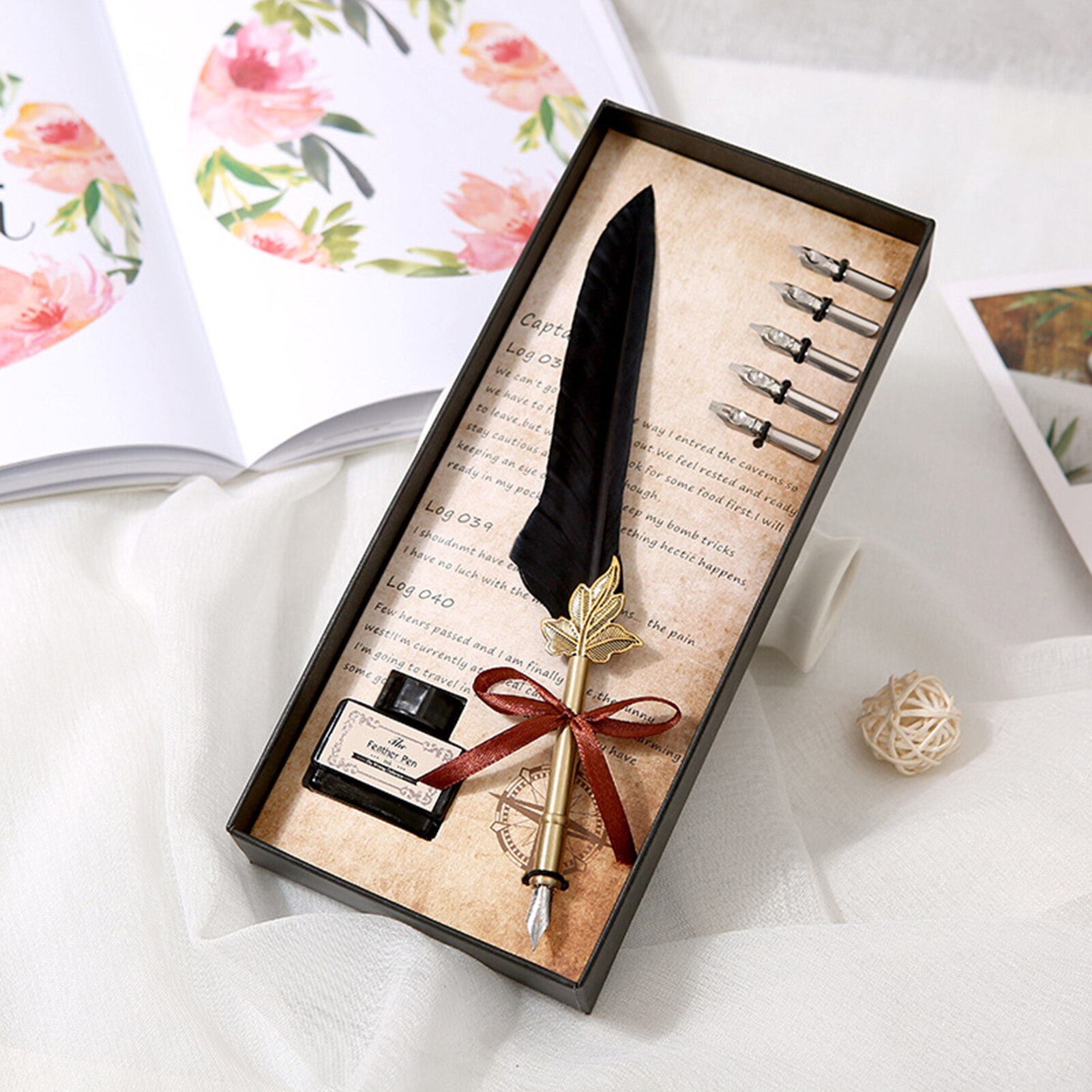 Quill Pen En Inkt Set Veer Fontein Kroontjespen Met Vervanging Penpunten Kalligrafie Schrijven Vintage Handtekening Pen