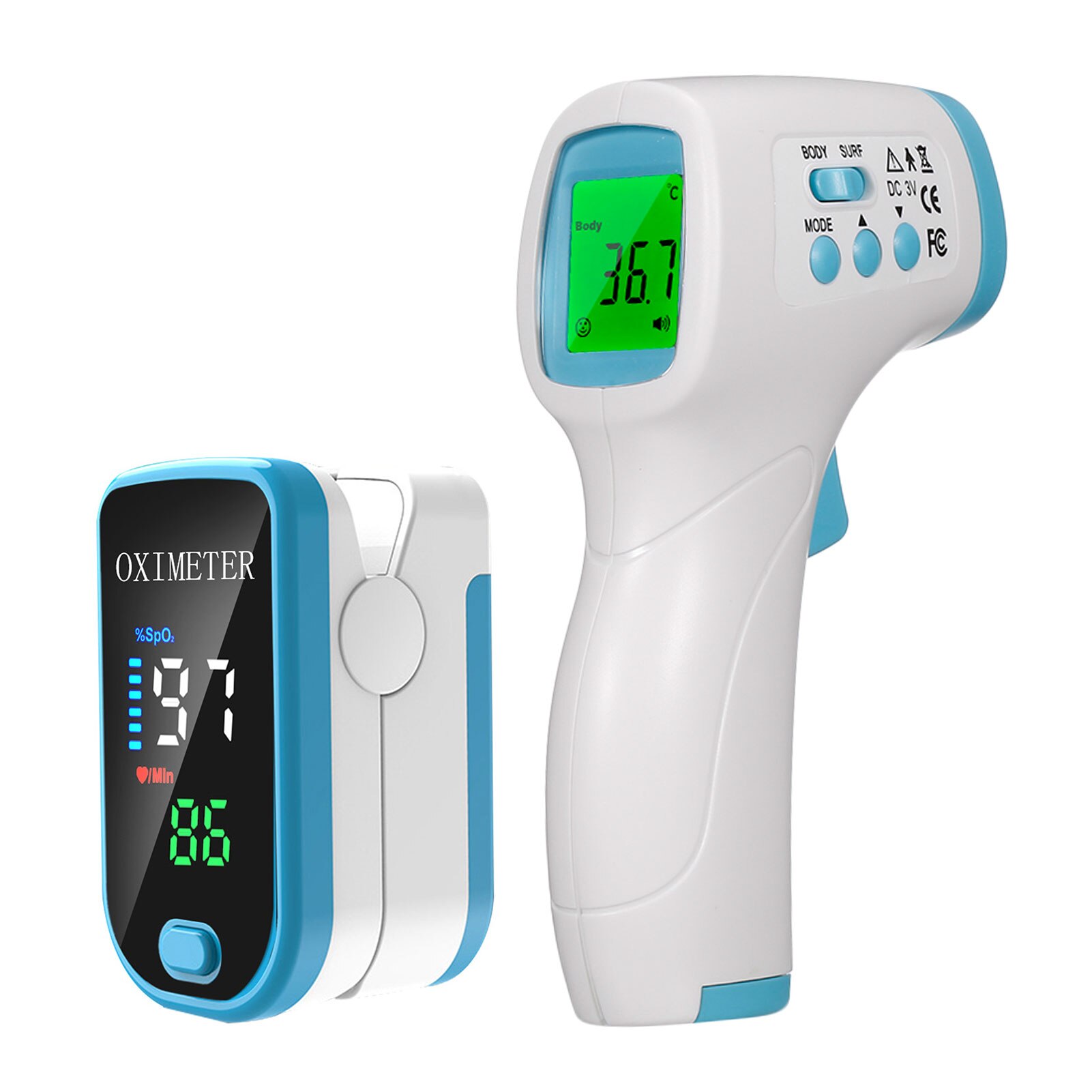 Vinger Pulsoxymeter Vinger Clip Hartslag Draagbare Hartslag Spo2 Monitor Bloed Zuurstof Meter Sensor Baby Digitale Thermometer: Oximeter Thermometer
