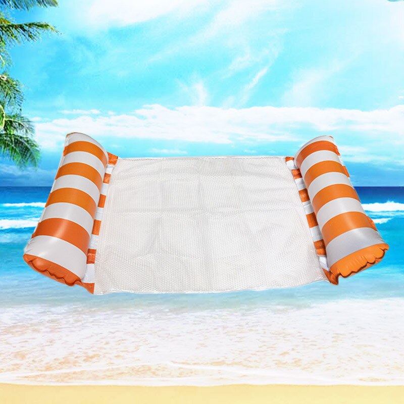 Opblaasbare Hammick Opblaasbare Drijvende Rij Water Hangmat Multifunctionnal Float Pool Bed Zwembad Water Sport Accessoire: Striped orange