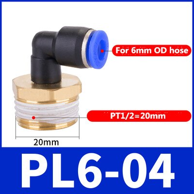 Pl fiting pneumatic cot 1/4 3/8 1/2 1/8 bsp filet tat conector rapid de aer l forma împingere furtun  od 6mm 8mm 10mm 12mm: 6-04