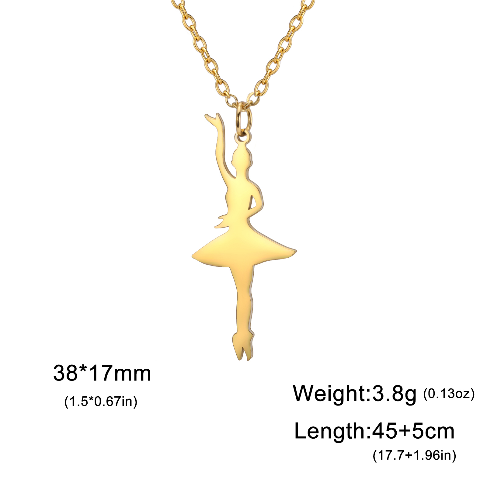 Cazador Ballet Ballerina Dansend Meisje Hanger Kettingen voor Vrouwen Rvs Sieraden Ketting 2025: Puur Goud Kleur