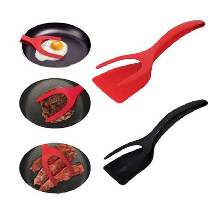 Pfannkuchen Spiegelei Französisch Toast Omelett Gedreht 2 in 1 Spachtel löffel Griff Zangen Ei Spachtel Pinzette Klemme Küche Zubehör