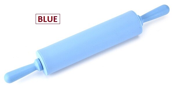 Silicone Rolling Pins Non-stick Bakvormen Fondant Rolling Pin met Plastic Handvat Gebak Gereedschap * NF: blue / M size  -30cm