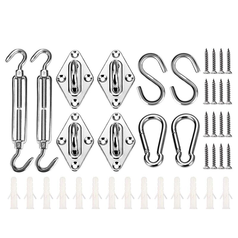 42Pcs Heavy Duty Zonnescherm Zeil Bevestiging Accessoires Hardware Kit Voor Tuin Triple-Gedreven, Vierkant, Rechthoek
