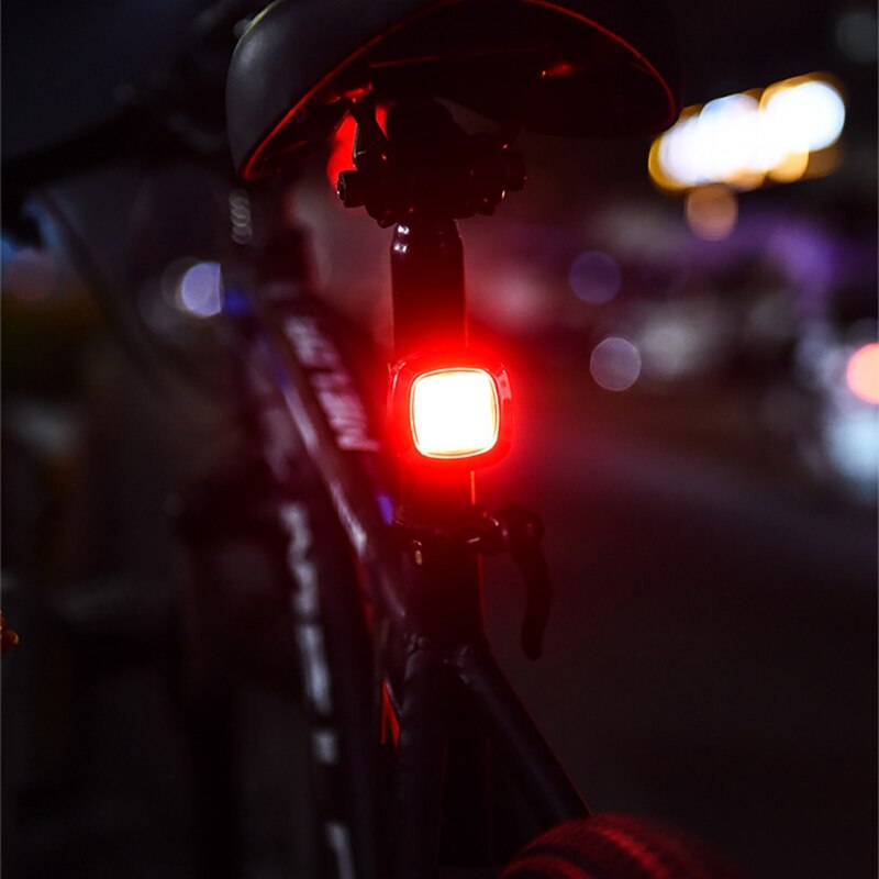 Cykel baglygte led cykel smart bremse induktionslys cykling advarselslampe usb genopladelig til mtb landevejscykel: D