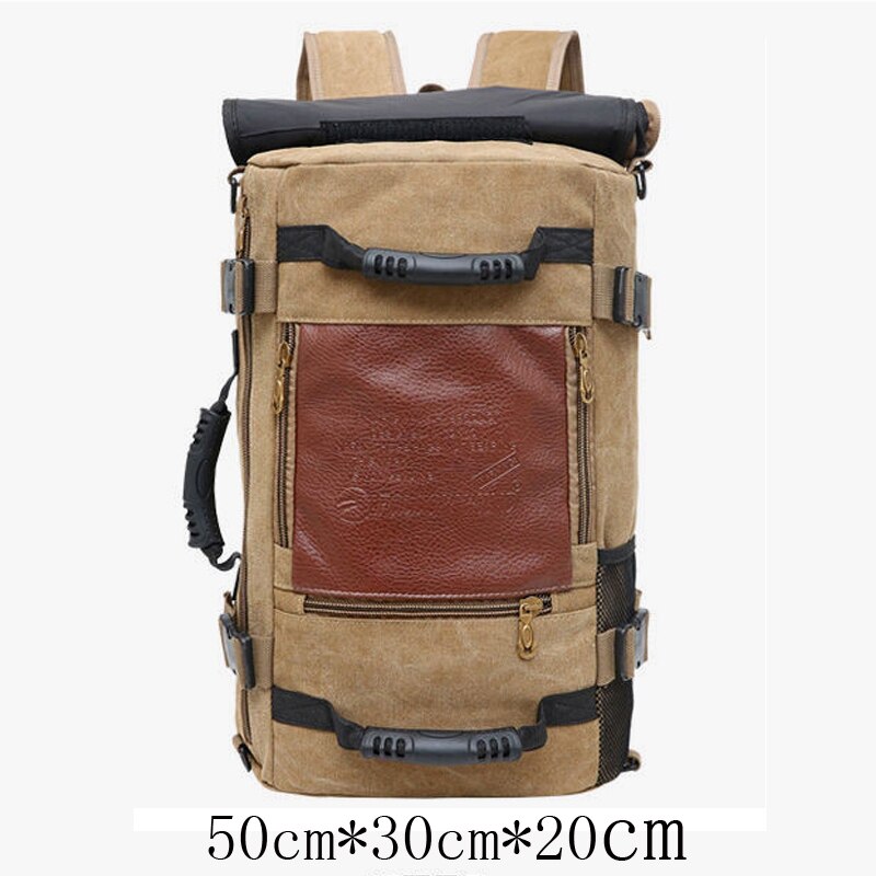 Grande capacidade dos homens mochila saco de viagem esportes casuais lona mochilas para o sexo masculino mutifunctional para fora da porta sacos escola pacote: khaki