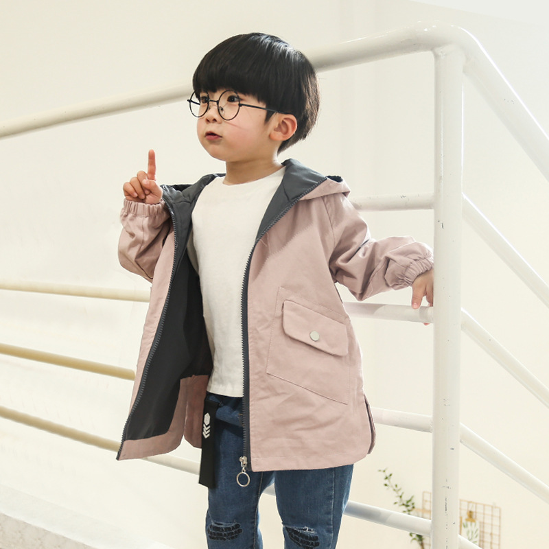 Hoodies Long Trench for Children Clothing Autumn Winter Toddler Boy Trench Coat Overcoat Kids Casual Jackets: Pink / 5T