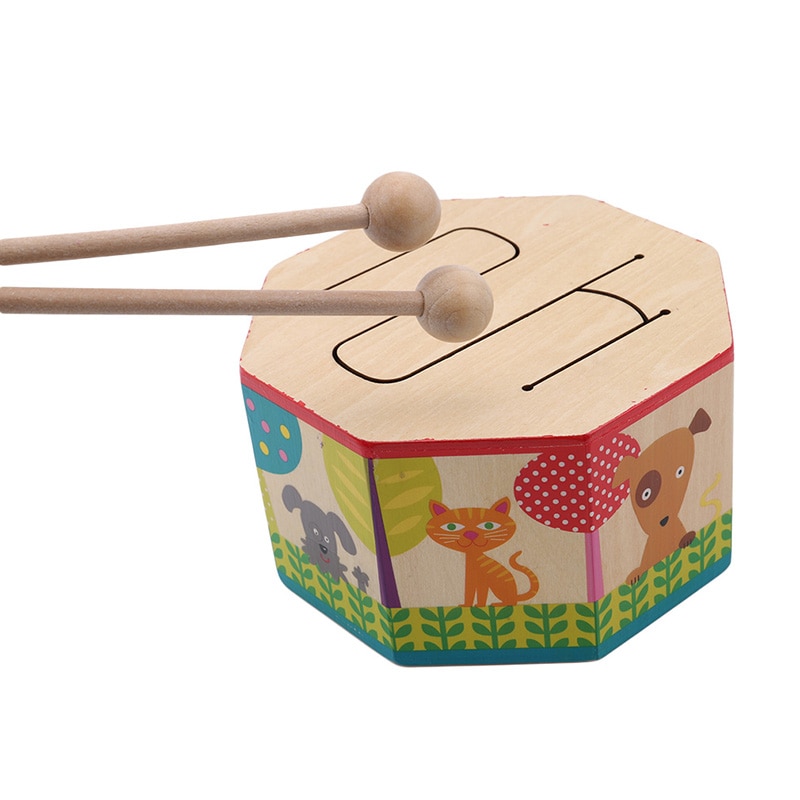 Schlagzeug Instrument Pädagogisches Spielzeug Holz Lehre Instrument Trommel FrüHenne Bildung Spielzeug Achteckige Musik Trommeln Für freundlicher