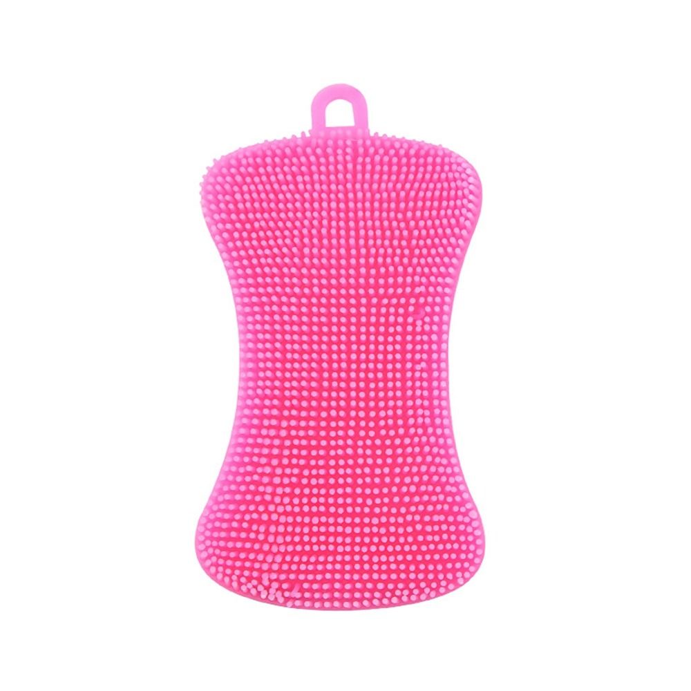 Cleaning Tool Double Sided Silicone Dishwashing Brush Soft Reusable Washing Cleaning Brushes Flexible Cleaning Brush Kitchen: Pink