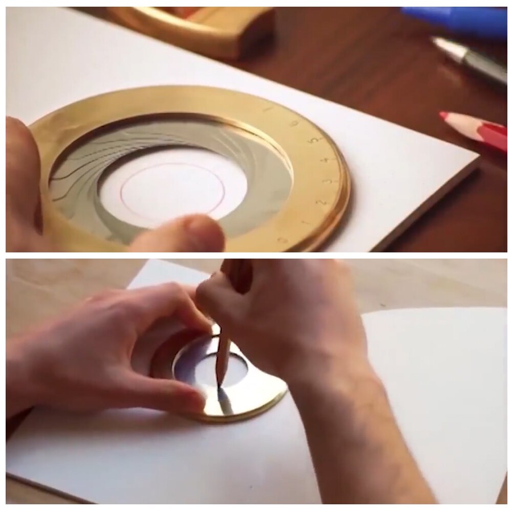 Circle Drawing Tool Stainless Steel Flexible Rotatable Round Circle Template Measurement Ruler Adjustable Size Geometric Tool