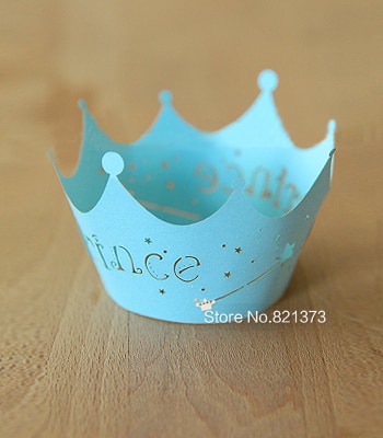 blue prince crown cake cupcake wrapper, papier muffin cups liners wrappers decoratie voor jongen verjaardagsfeestje