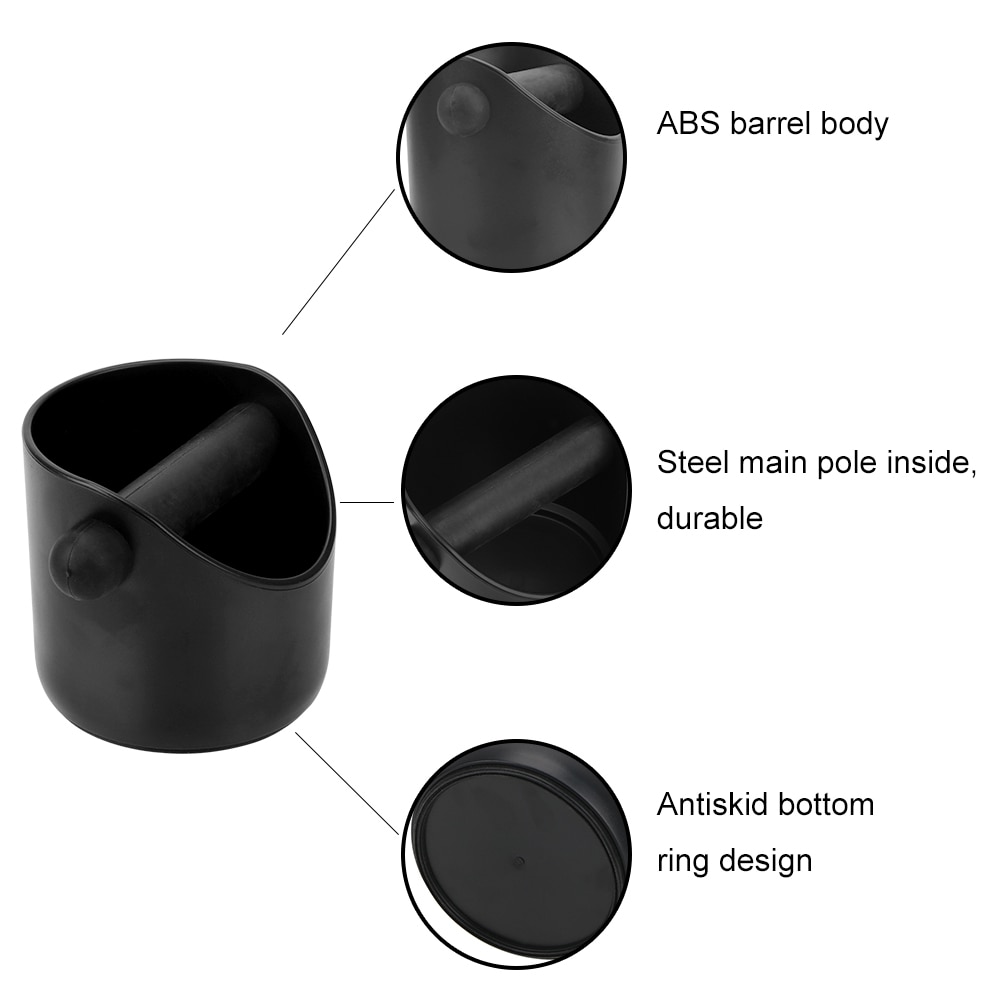 Kahvinpoistolaatikko liukastumisenesto iskuja vaimentava kahvijauhatus kaatopaikka kahvijauhe koputtaa espressojauhe kaatopaikka roskakori kahvila baristalle