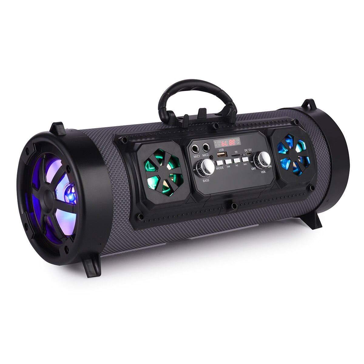 Columna portátil de 16W Altavoz Bluetooth movimiento KTV sistema de sonido 3D altavoz inalámbrico barra de sonido Subwoofer música FM Radio USB: Gray
