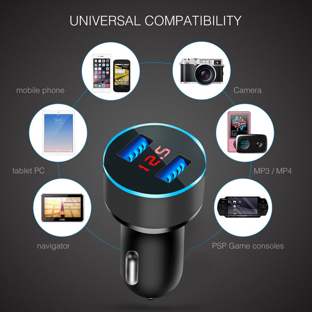 Universale Dual Usb Car Charger 5V 3.1A Con Display A LED Del Telefono Auto-Caricatore per Xiaomi Samsung S8 iPhone X XS 8 Più Tablet etc