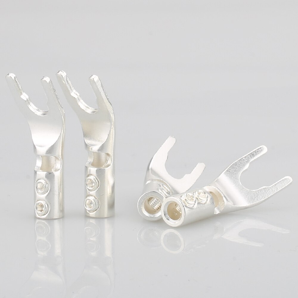 8Pcs Hifi Audio Vergulde Y Spade Connector Plug Zuiver Koper/Zilver/Rhodium Plated Vork Kabel Connectors plug Luidsprekerkabel