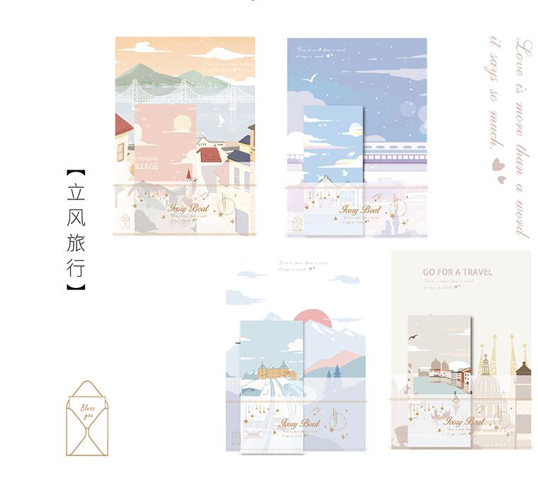 4 Set Letter envelope Kraft Paper Envelopes Cute Kawaii Stationery fresh illustration letter paper Post Letter Envelope: 2